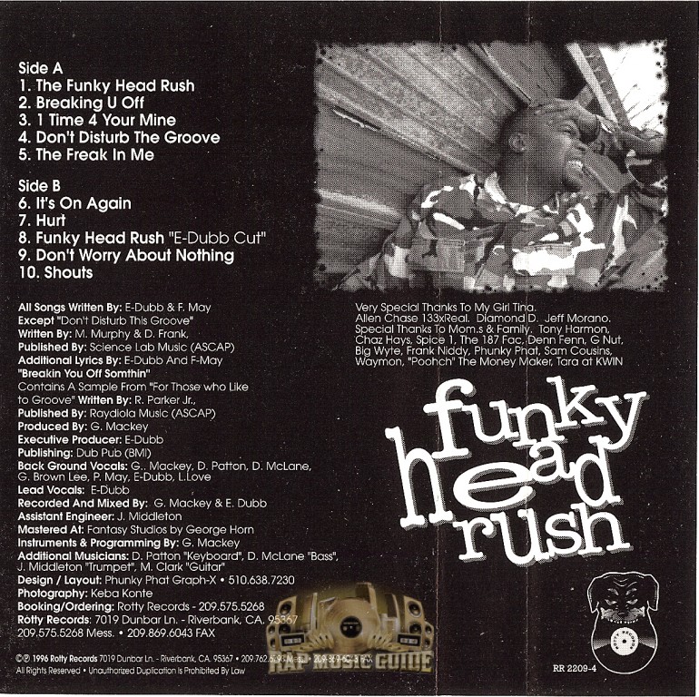 ヒップホップ+ラップ CD E-Dubb Funky Head Rush RR22092 Rotty Records /00110 E-Dubb – Funky Head Rush – Cassette (Album), 1996 [r4746724